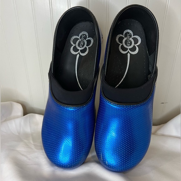 Sanita Professional Clogs Blue Patent Leather Size 10 - Picture 3 of 9